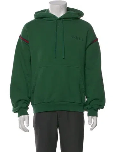 Pre-owned Gucci Sylvie Web Accent Crew Neck Hoodie In Green