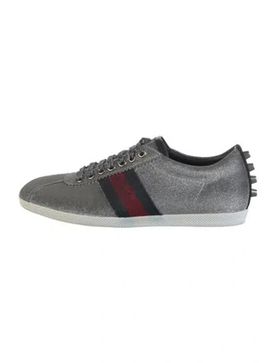 Pre-owned Gucci Sylvie Web Accent Glitter Sneakers
