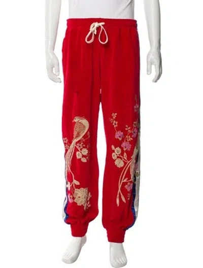 Pre-owned Gucci Sylvie Web Accent Joggers In Red