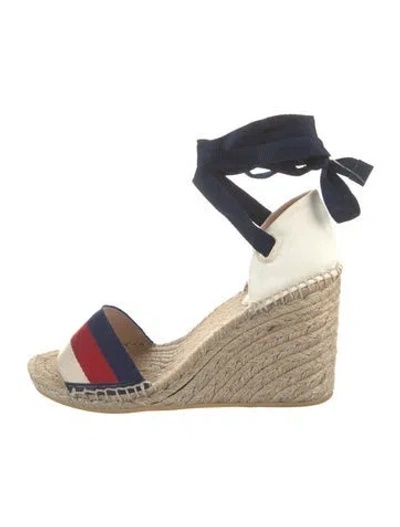 Pre-owned Gucci Sylvie Web Accent Jute Espadrilles In Neutrals