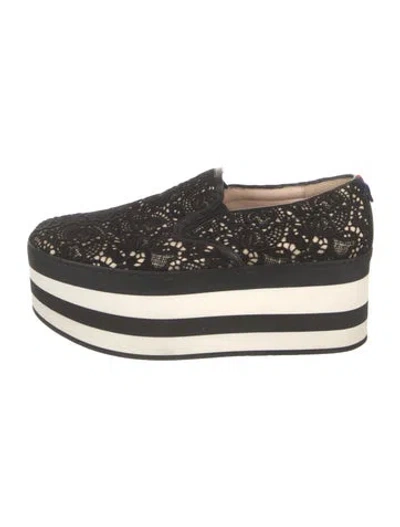 Pre-owned Gucci Sylvie Web Accent Lace Sneakers In Black