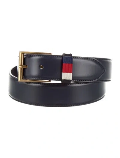 Pre-owned Gucci Sylvie Web Accent Leather Belt In Blue