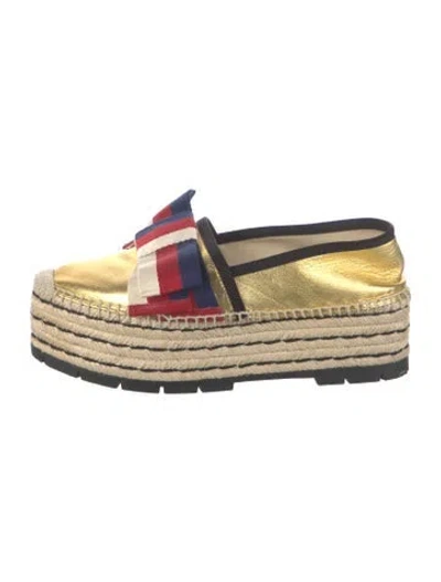 Pre-owned Gucci Sylvie Web Accent Leather Espadrilles