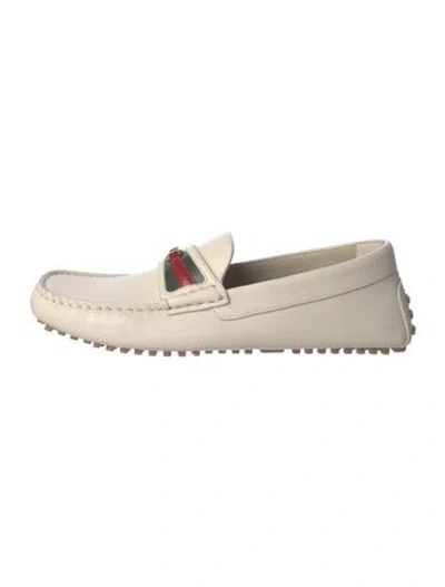 Pre-owned Gucci Sylvie Web Accent Leather Loafers In Neutral