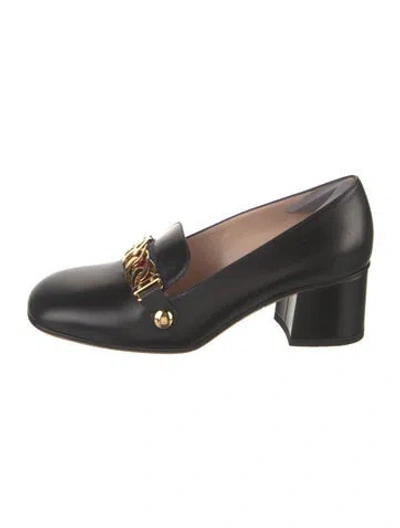 Pre-owned Gucci Sylvie Web Accent Leather Loafers W/ Tags In Black