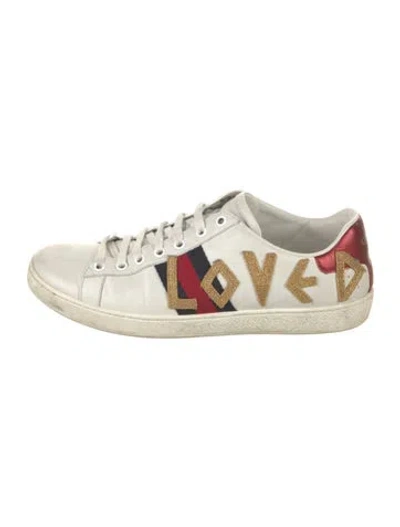 Pre-owned Gucci Sylvie Web Accent Leather Sneakers In Multi
