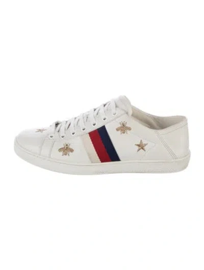 Pre-owned Gucci Sylvie Web Accent Leather Sneakers In Multi