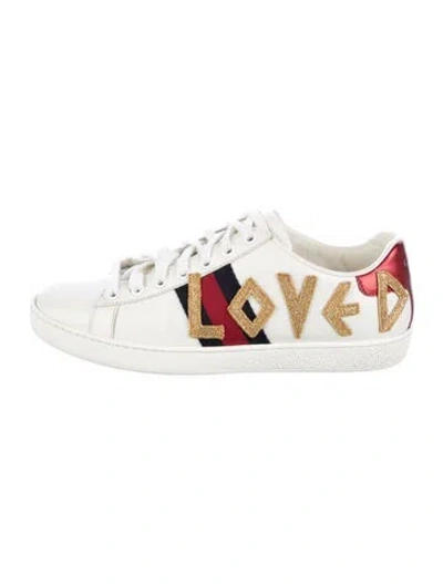 Pre-owned Gucci Sylvie Web Accent Leather Sneakers In Multi