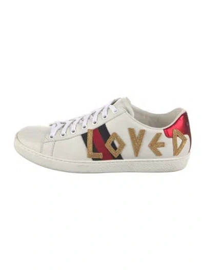 Pre-owned Gucci Sylvie Web Accent Leather Sneakers In White