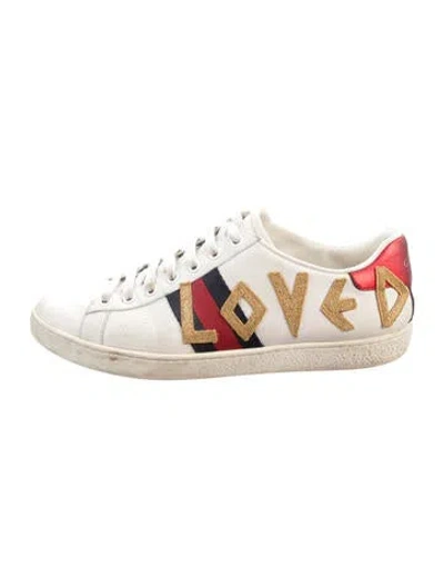 Pre-owned Gucci Sylvie Web Accent Leather Sneakers In White