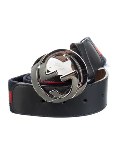 Pre-owned Gucci Sylvie Web Accent Leather Waist Belt In Black