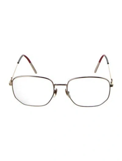 Pre-owned Gucci Sylvie Web Accent Oversize Eyeglasses In Gold/metallic