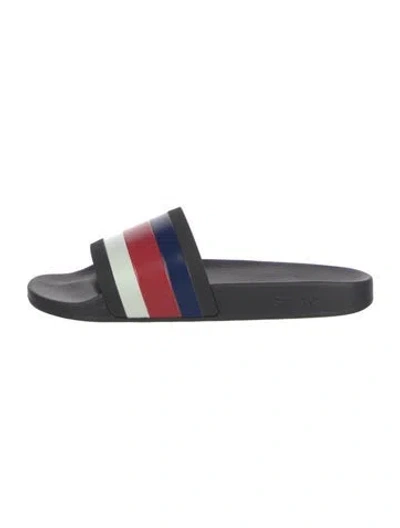 Pre-owned Gucci Sylvie Web Accent Rubber Slides In Black