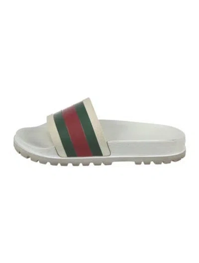 Pre-owned Gucci Sylvie Web Accent Rubber Slides In Multi