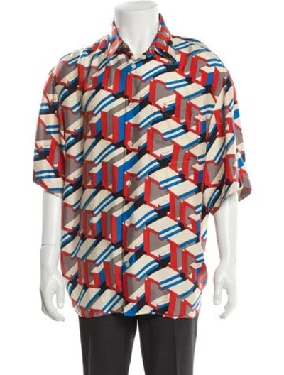Pre-owned Gucci Sylvie Web Accent Silk Shirt In Multi