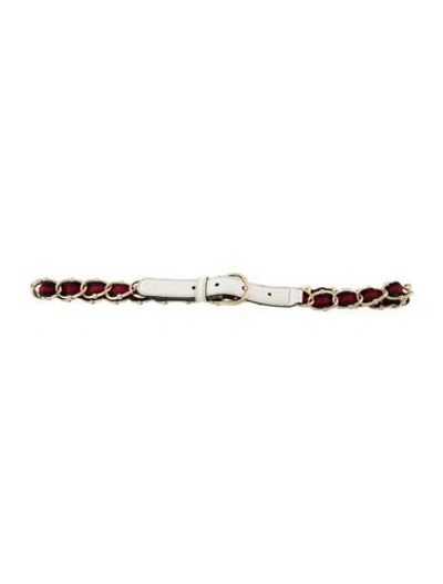Pre-owned Gucci Sylvie Web Accent Skinny Waist Belt In Multi
