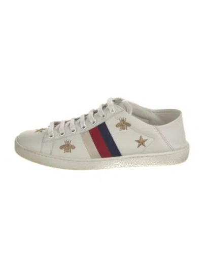 Pre-owned Gucci Sylvie Web Accent Sneakers In White