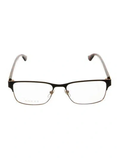 Pre-owned Gucci Sylvie Web Accent Square Eyeglasses In Black
