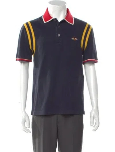 Pre-owned Gucci Sylvie Web Accent V-neck Polo Shirt In Multi