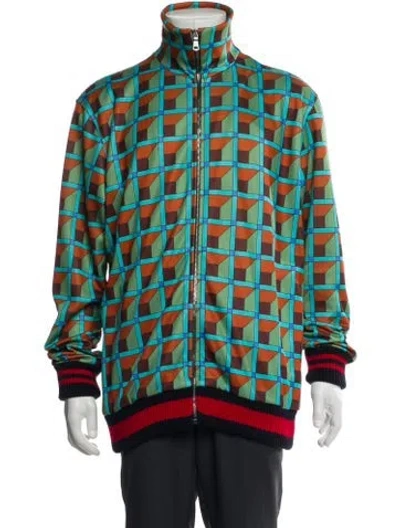 Pre-owned Gucci Sylvie Web Accent Windbreaker In Green
