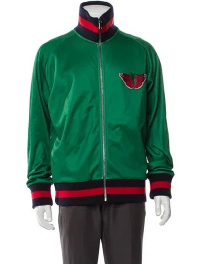 Pre-owned Gucci Sylvie Web Accent Windbreaker In Green