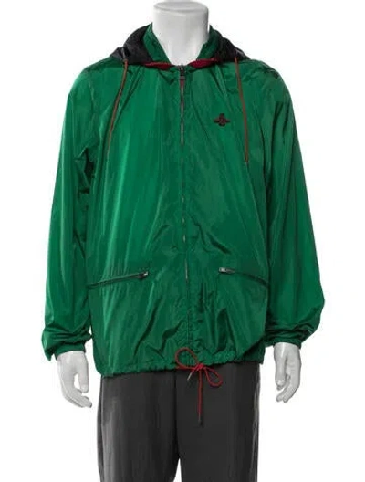 Pre-owned Gucci Sylvie Web Accent Windbreaker In Green