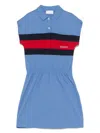 Gucci Cotton Dress With Web In Blue