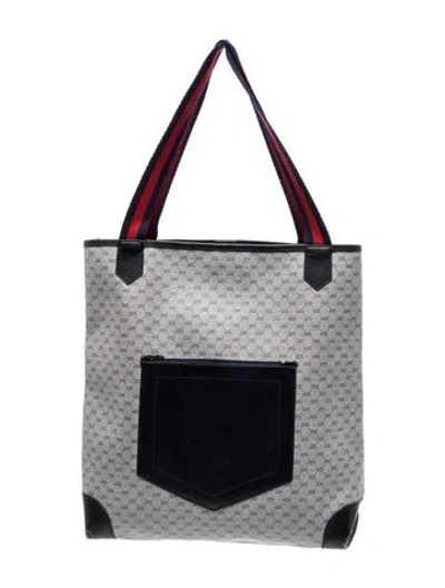 Pre-owned Gucci Sylvie Web Micro Gg Monogram Tote With Sylvie Web Accent Vintage In Blue