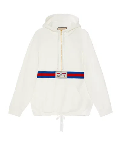 GUCCI GUCCI LOGO PATCH QUATER-ZIP JUMPER