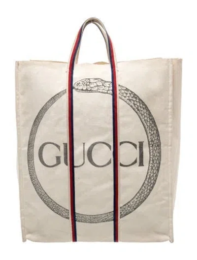 Pre-owned Gucci Sylvie Web Tote In Neutrals