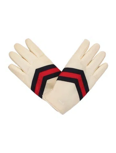 Pre-owned Gucci Sylvie Web Winter Glove W/tags In White