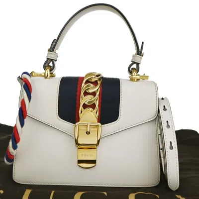 Gucci Sylvie White Leather Shoulder Bag ()