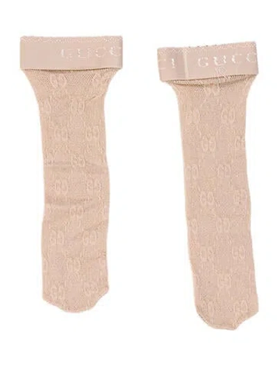 Pre-owned Gucci Synthetic-blend Gg Net Metallic Socks In Neutral