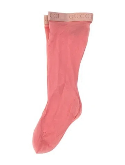 Pre-owned Gucci Synthetic-blend Lace Net Hosiery Socks In Pink