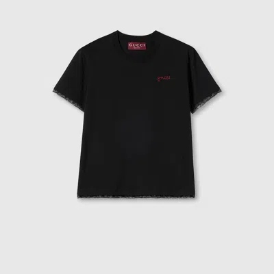 Gucci T-shirt Aus Baumwolle Mit Stickerei In Black