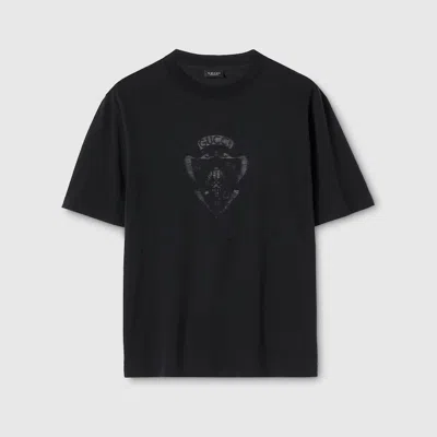 Gucci T-shirt Aus Baumwolljersey Mit Dévoré-detail In Black
