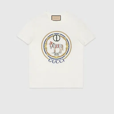 Gucci Cotton Jersey T-shirt With Interlocking G In White