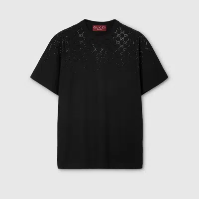 Gucci Cotton Jersey T-shirt With Crystals In Black