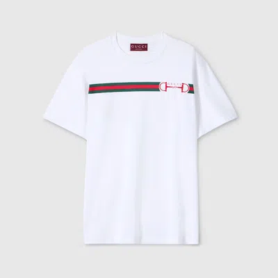 Gucci T-shirt Aus Baumwolljersey Mit Print In White