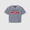 GUCCI GUCCI STRIPED COTTON JERSEY T-SHIRT WITH PRINT