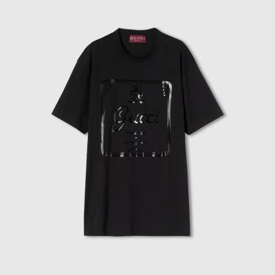 Gucci T-shirt Aus Weichem Baumwolljersey Mit Print In Black