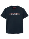 Gucci Logo-print Cotton T-shirt In Blue