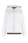 Gucci White Sweatshirt With Logo Imprinted On The Front And Web Detail On The Edge In Cotton Man
