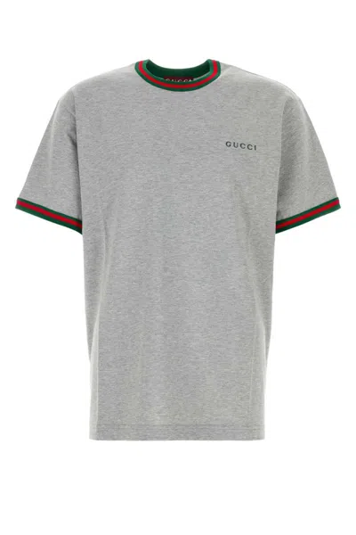 Gucci Cotton Jersey T-shirt With Embroidery In Gray