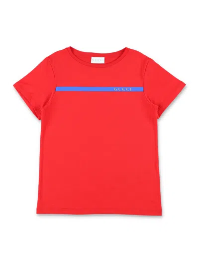 Gucci Logo Cotton T-shirt For Kids In Multi