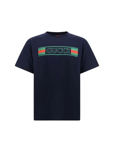 Gucci Logo T-shirt In Navy/mc