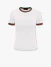 Gucci White Crewneck T-shirt With Web Detail On The Edges In Cotton Woman In White