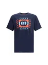 Gucci Men Printed Cotton Jersey T-shirt In Blue