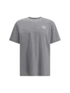 Gucci Grey Crewneck T-shirt With Double G Embroidery On The Front In Fabric Man In Gray