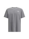 Gucci Grey Crewneck T-shirt With Double G Embroidery On The Front In Fabric Man In Gray